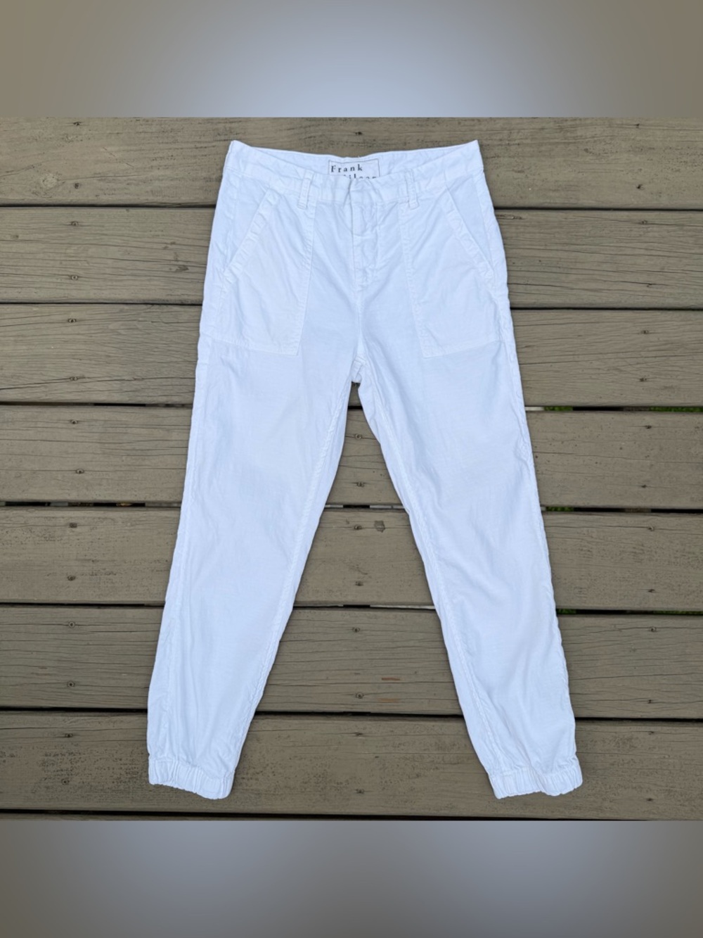 Frank & Eileen Jameson Utility Jogger Pants in White Italian Performance Linen 2 - Picture 3 of 16